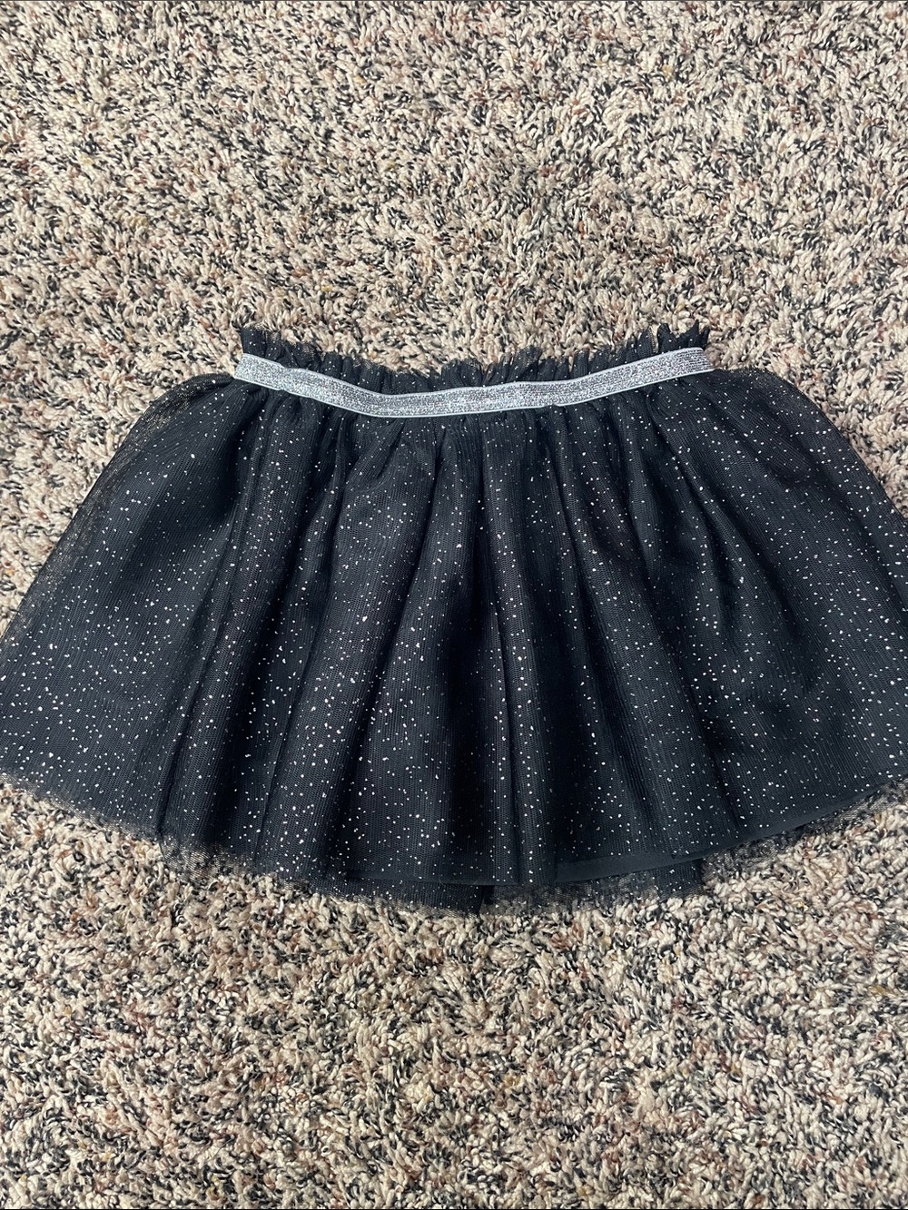 Cat & Jack Girls Black Sparkle Tulle Skirt with Silver Waistband Size 2T | NWOT